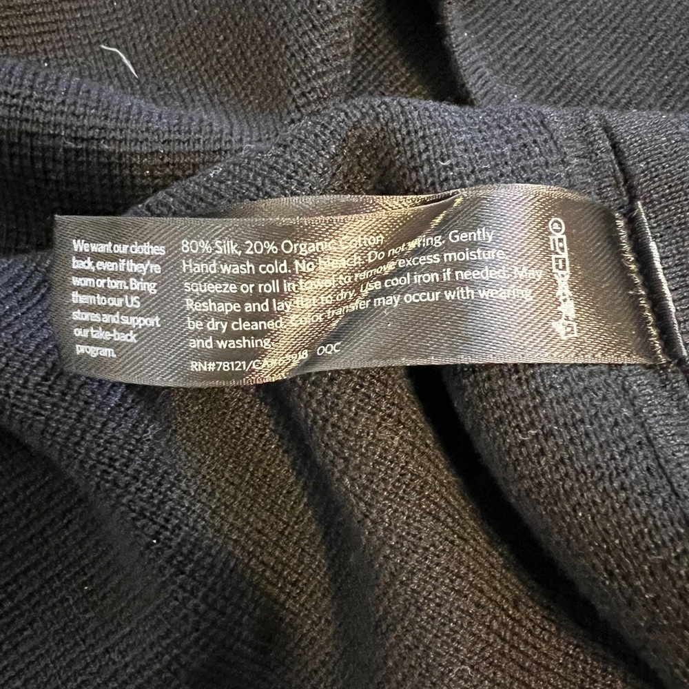 Eileen Fisher Silk & Organic Cotton Interlock Long‎ Cardigan Black Medium - Picture 10 of 10